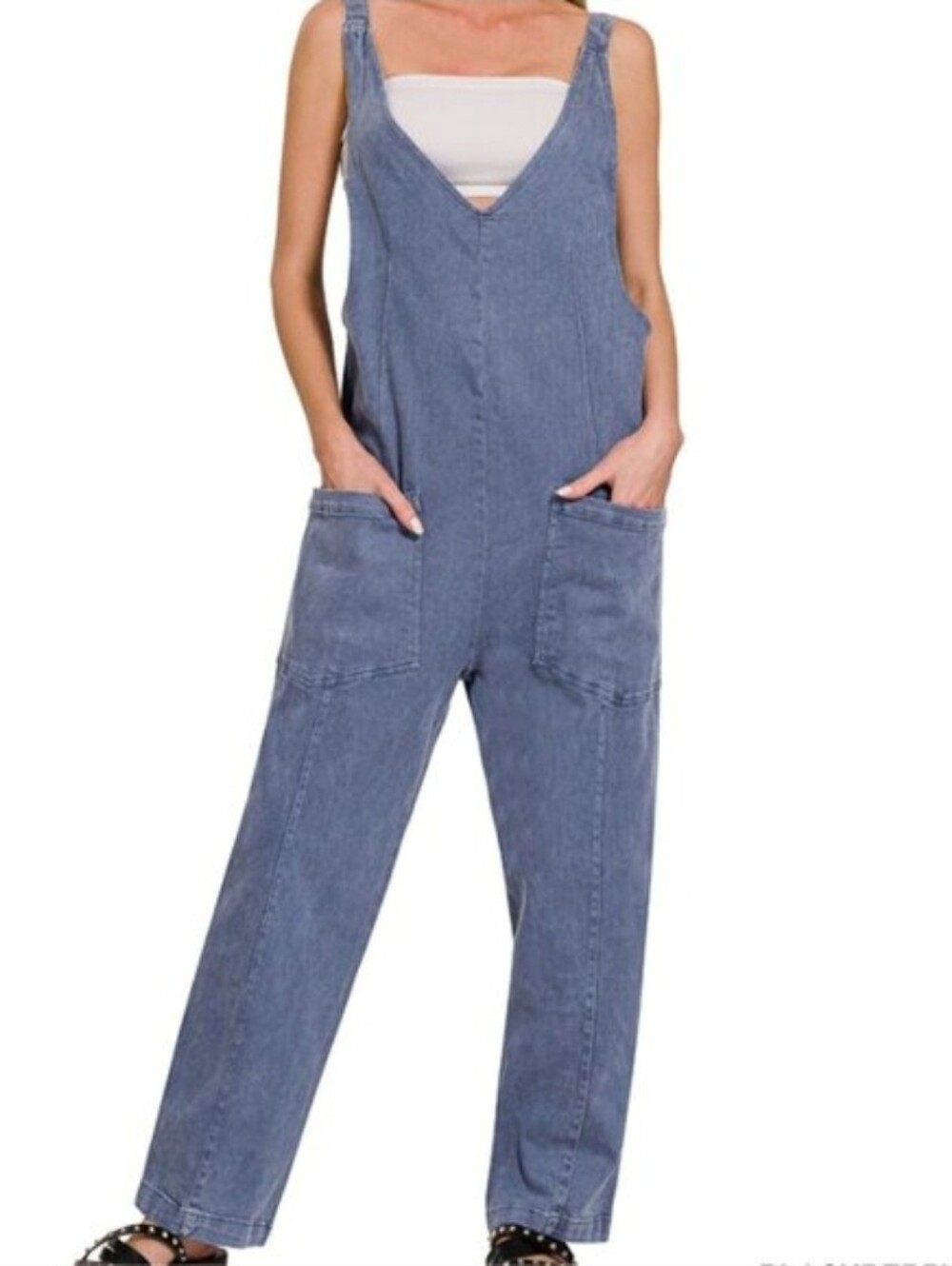 Zenana Women's Black Berry Denim Overalls. NWT Pockets In Front.